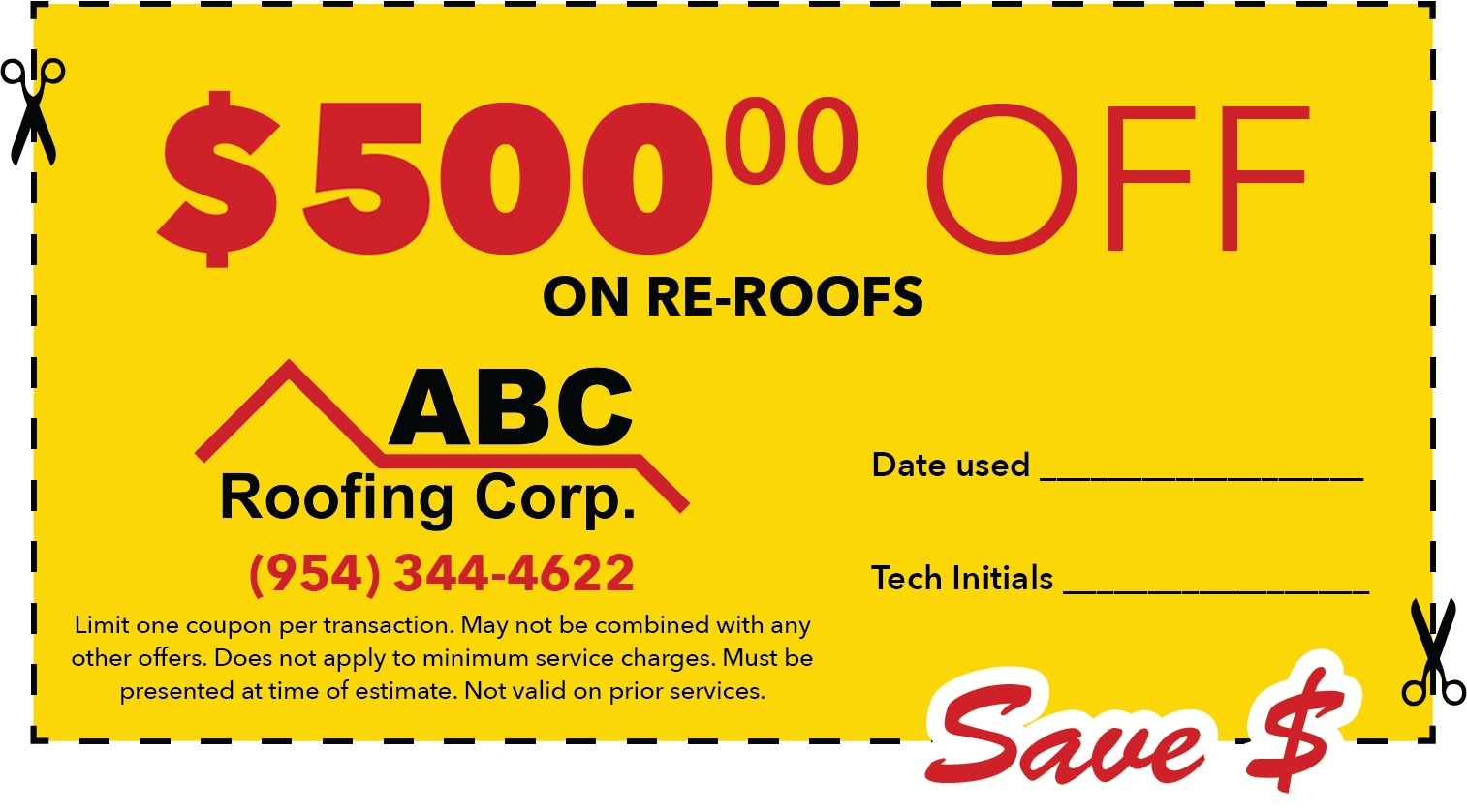 $500 off re-roofs